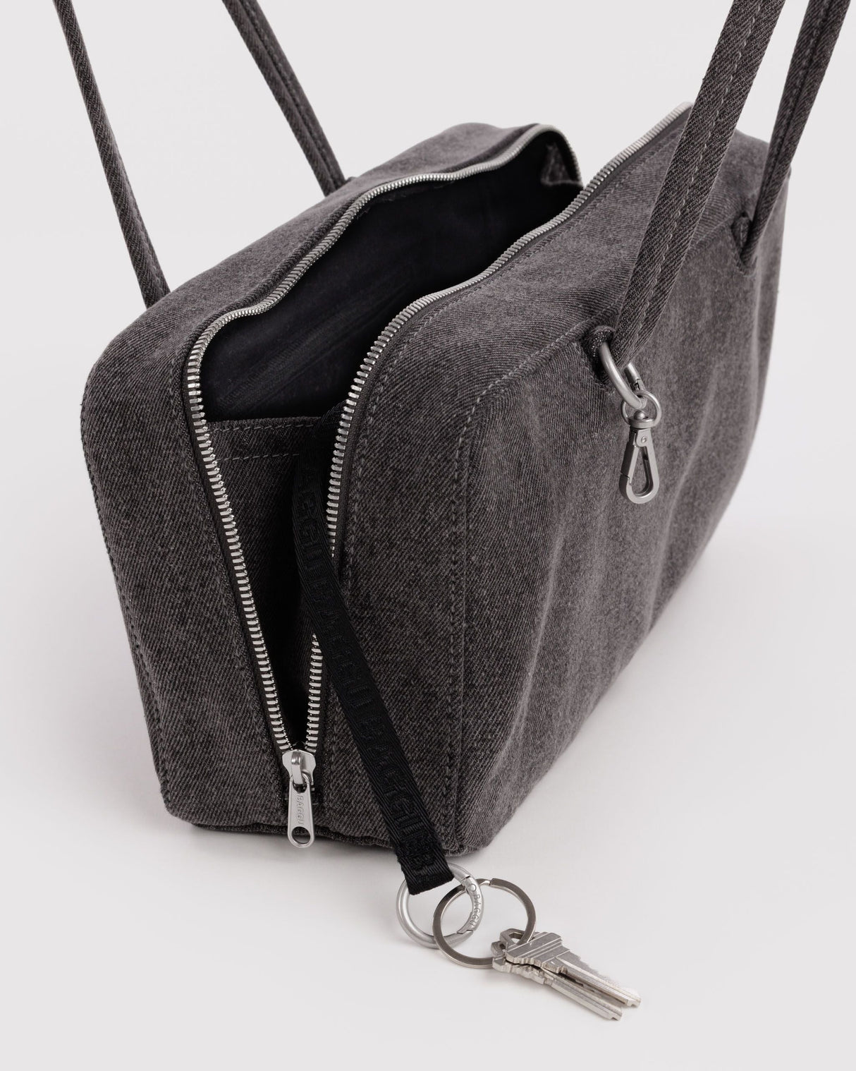 Washed Black Denim Bowler Bag