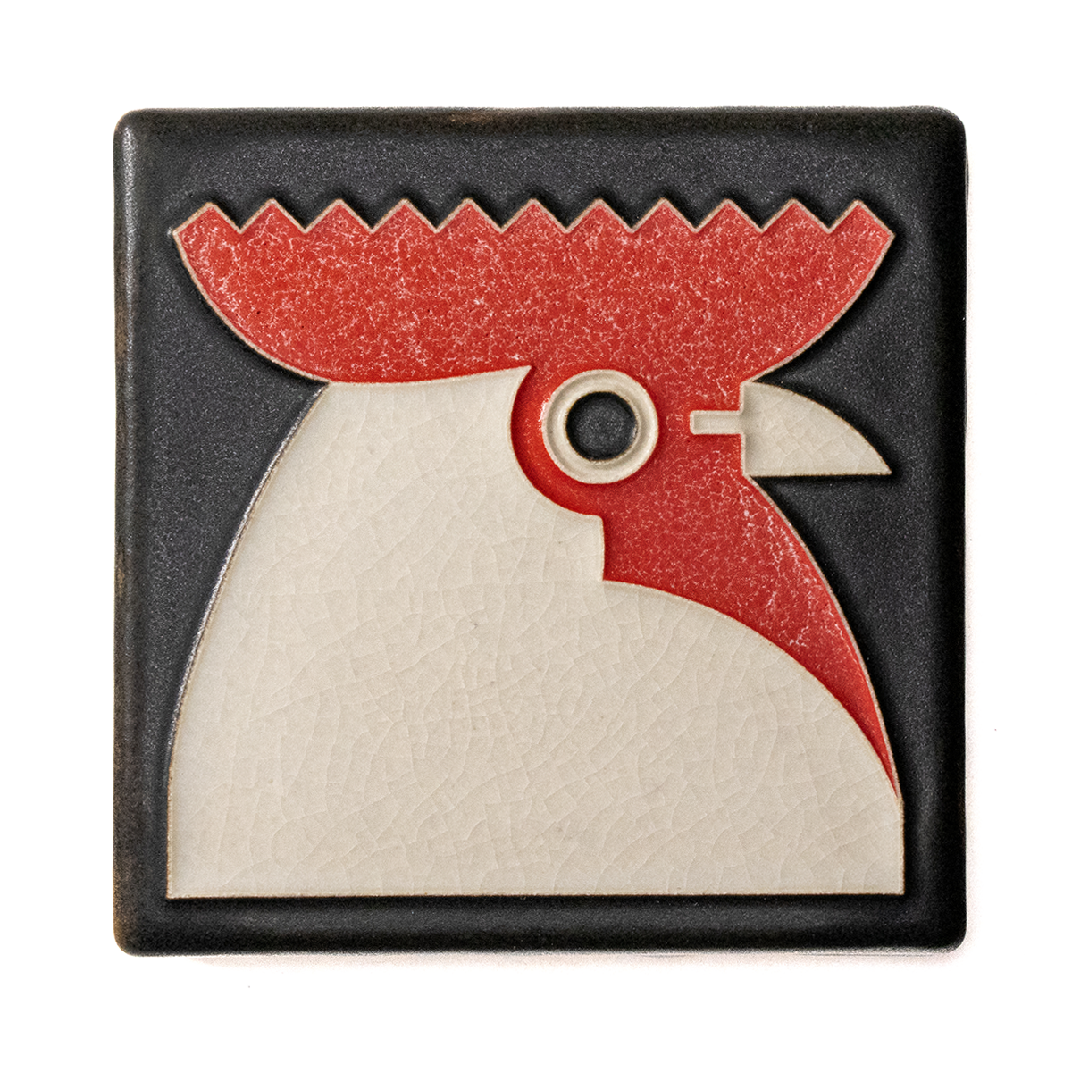 4x4 Rooster Tile in Black from Motawi Tileworks at Pinch in Northampton, MA