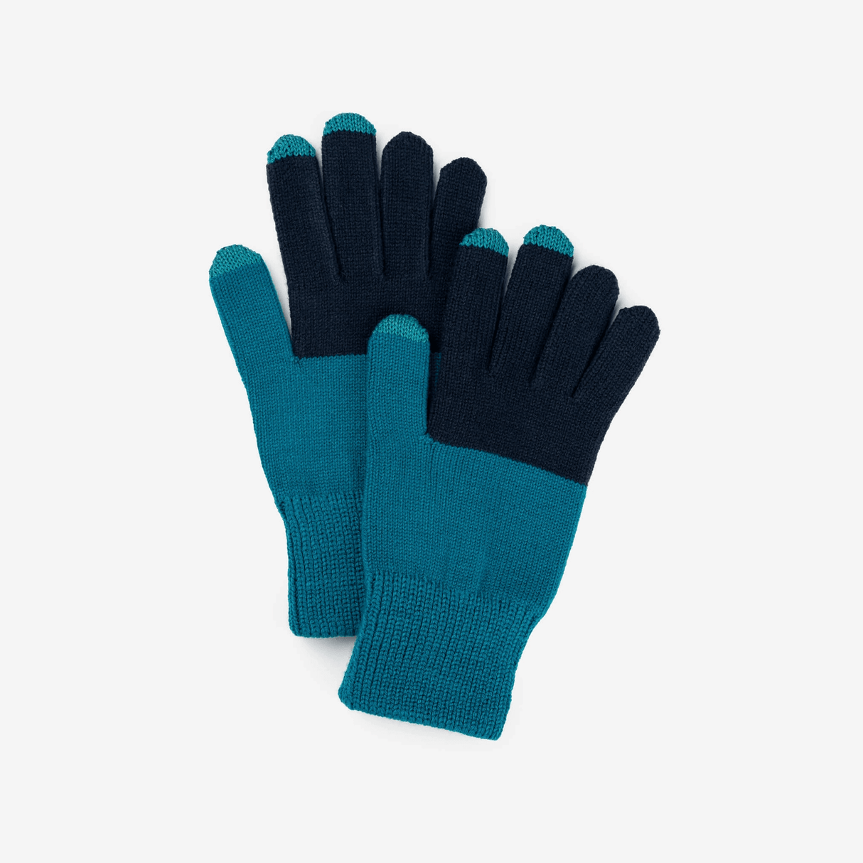 Colorblok Knit Touchscreen Gloves Navy/Teal