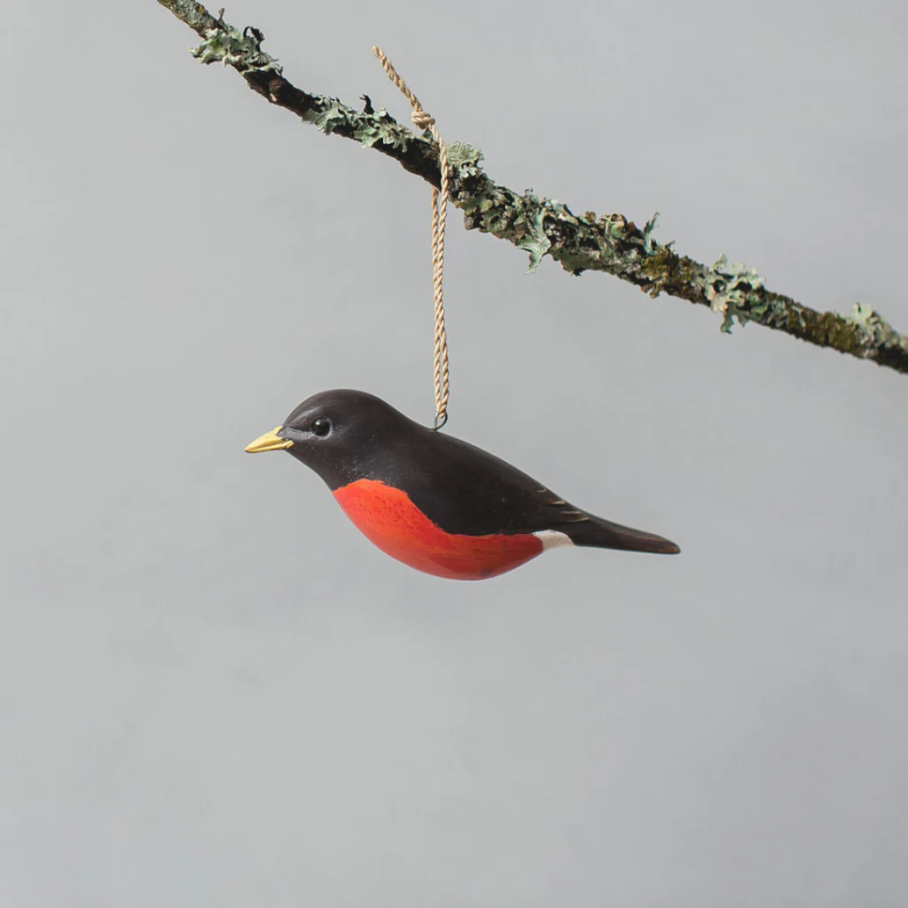 Hanging Wooden Robin
