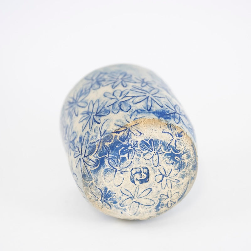 Rock Glass with Blue Flowers