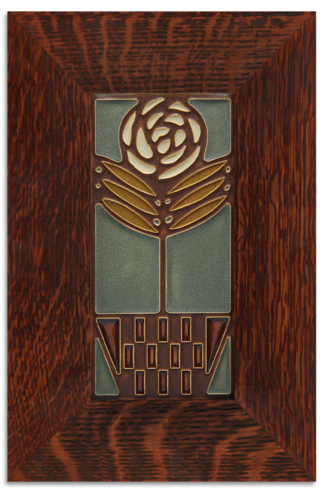 Dard Hunter Checker Pot Rose 4x8 Tile in Stone from Motawi Tileworks at Pinch in Northampton, MA