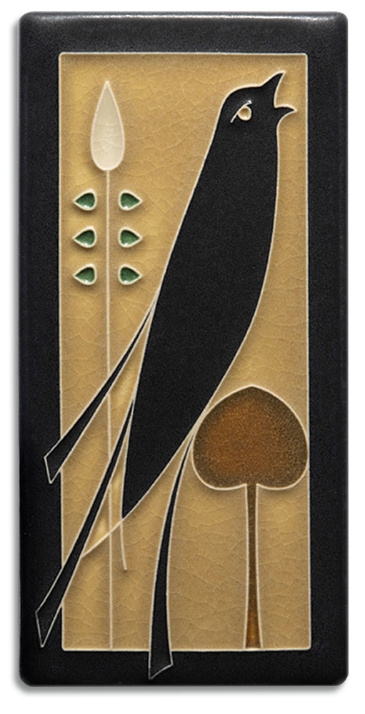 4x8 Songbird Facing Right Tile Golden from Motawi Tileworks at Pinch in Northampton, MA