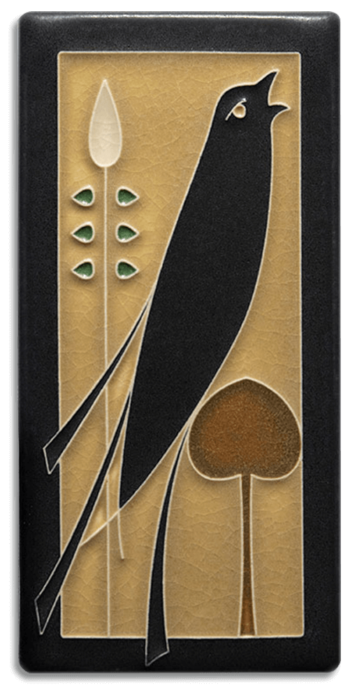 4x8 Songbird Facing Right Tile Golden from Motawi Tileworks at Pinch in Northampton, MA