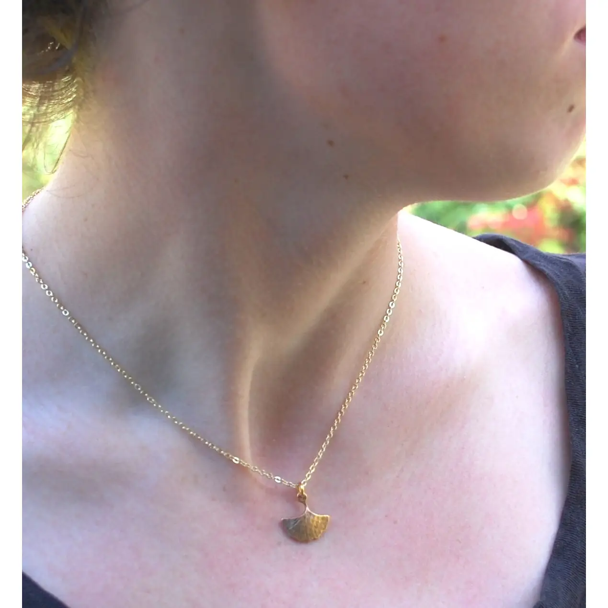 Ginkgo Leaf Necklace in 14k Gold Plate from semaki & bird at Pinch in Northampton, MA