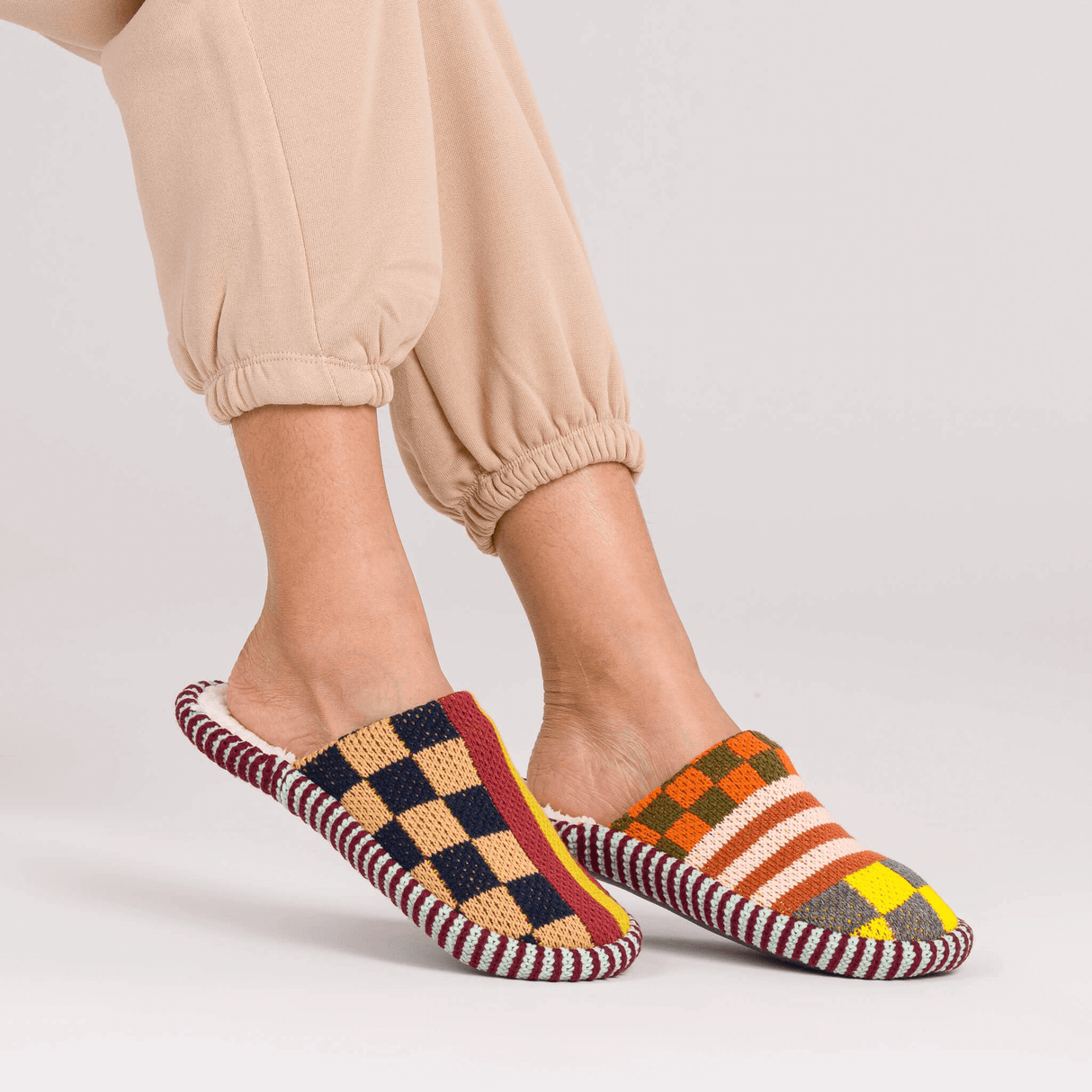 Pattern Patch Slide Slippers in Desert S/M at PINCH