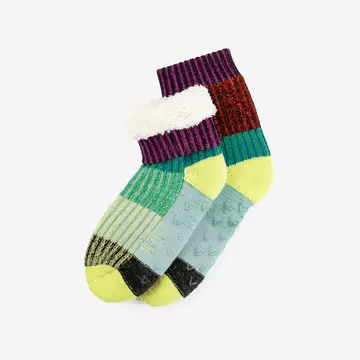 Mosaic House Socks in Lime Cobalt Size L/XL at PINCH