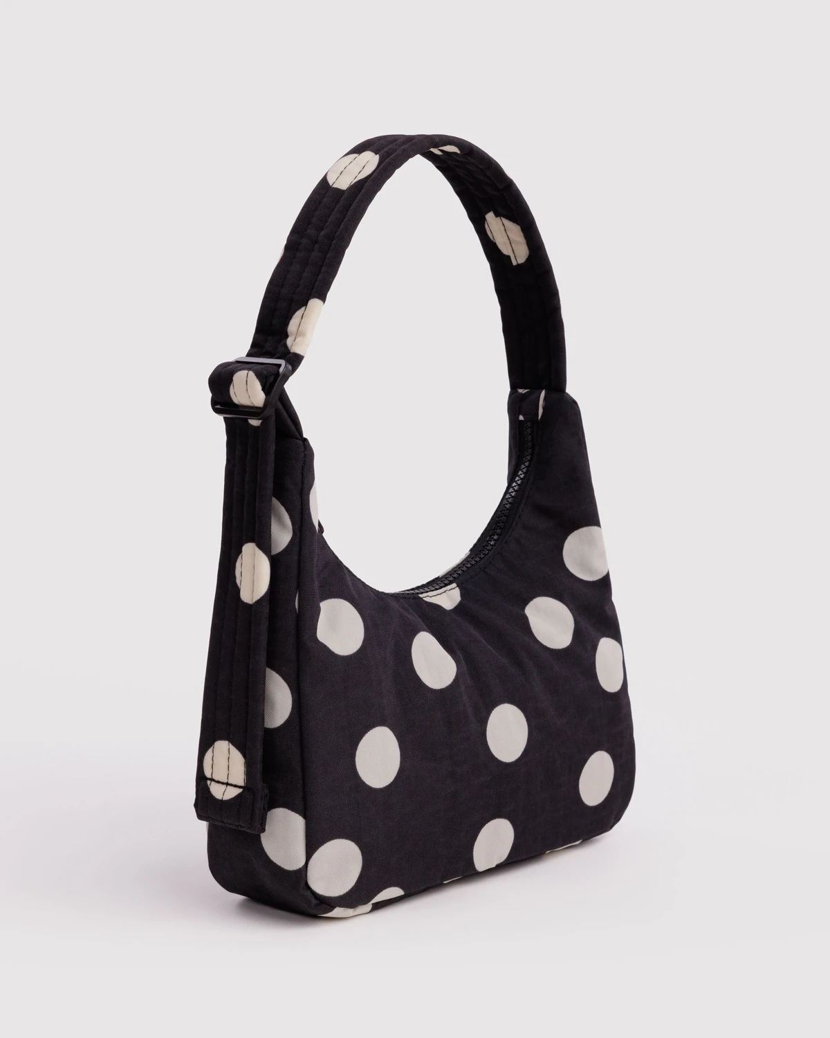Black and Cream Polka Dot Baggu Mini Nylon Shoulder Bag