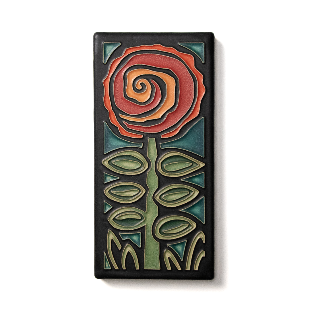 4x8 Percival's Petal Tile in Orange from Motawi Tileworks at Pinch in Northampton, MA