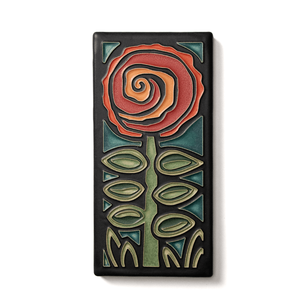 4x8 Percival's Petal Tile in Orange from Motawi Tileworks at Pinch in Northampton, MA