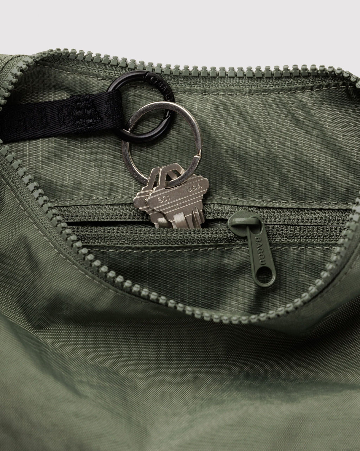 Small Nylon Crescent Bag in Caper