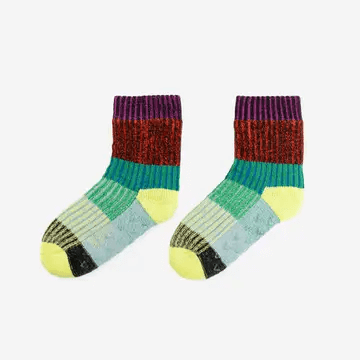Mosaic House Socks in Lime Cobalt Size S/M at PINCH