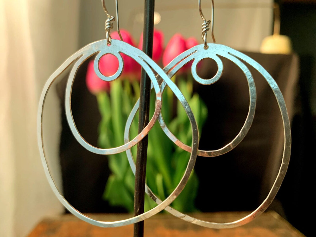 Large Vortex Earrings in Sterling Silver