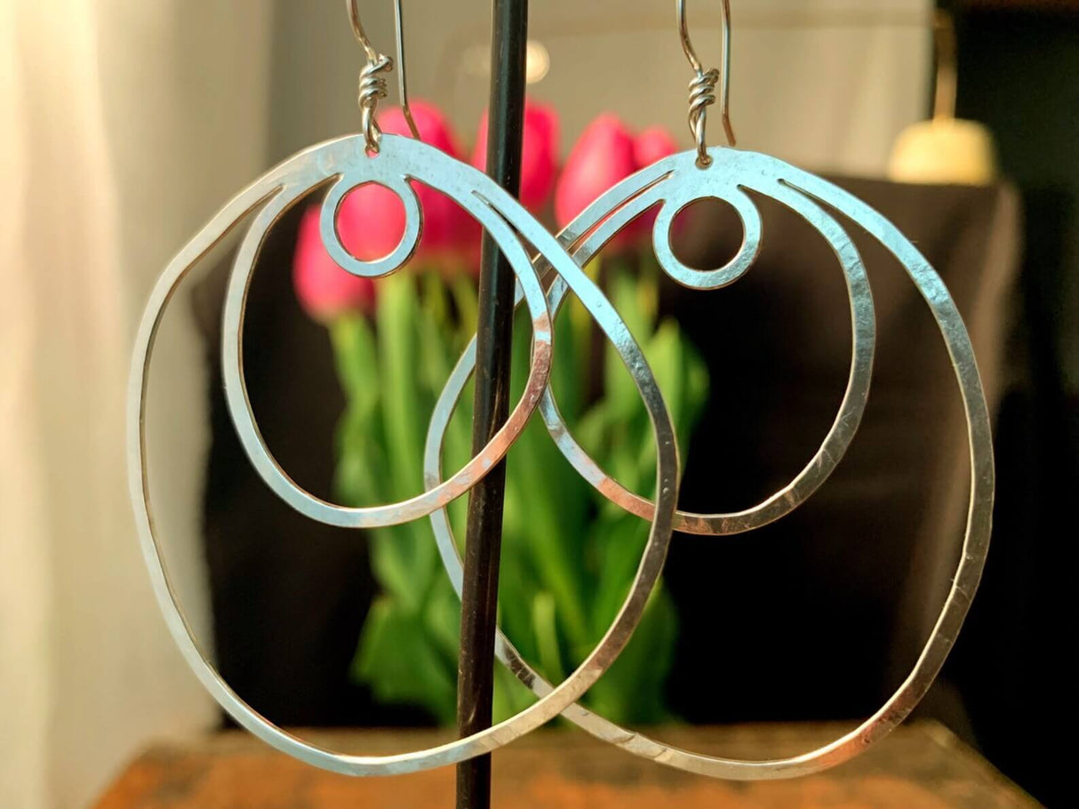 Large Vortex Earrings in Sterling Silver at PINCH