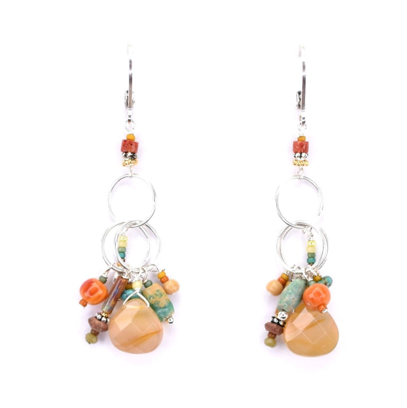 Sterling Silver Earrings with Aragonite, Coral, and Turquoise from Chipita at Pinch in Northampton, MA