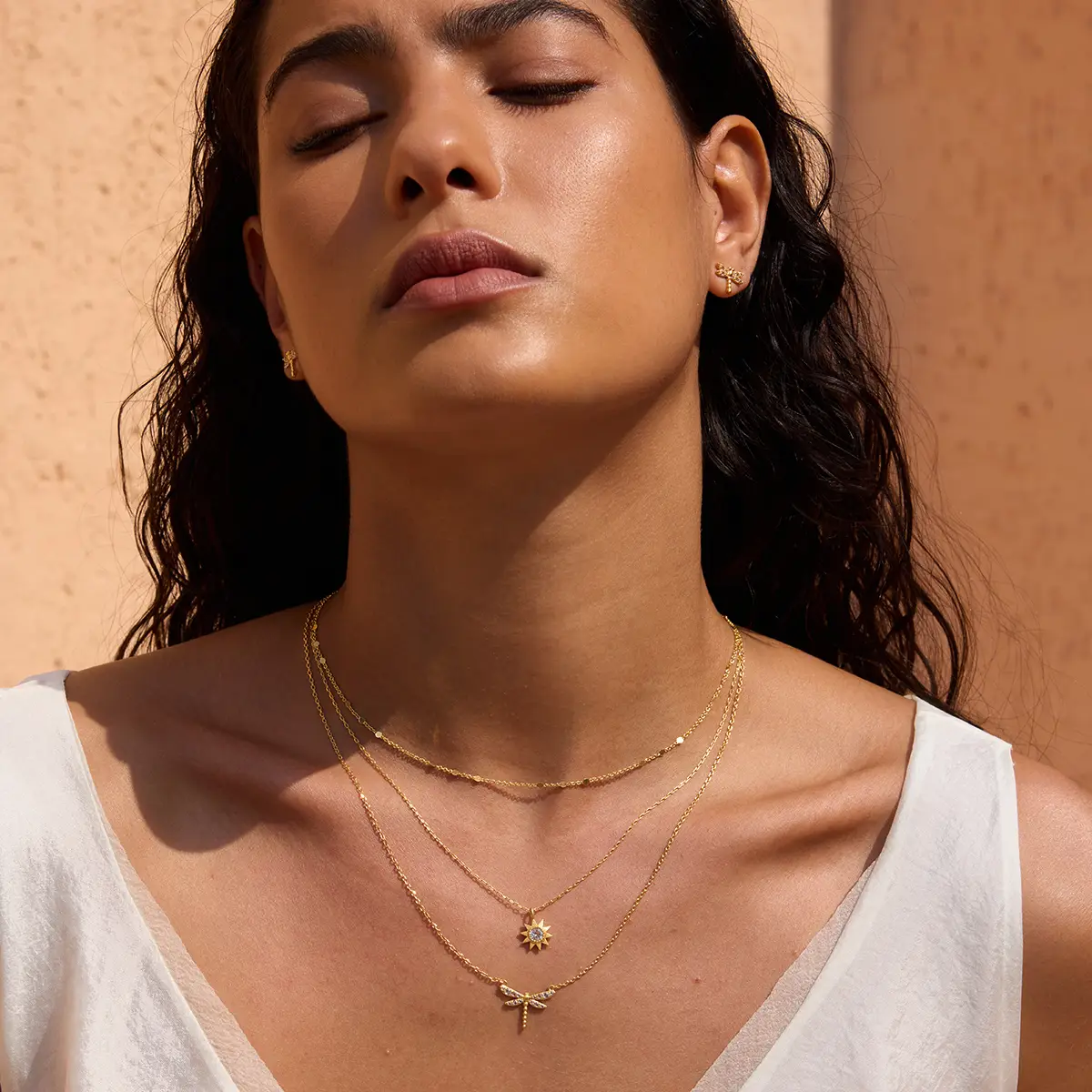 Transforming Spirit White Topaz Dragonfly Necklace in 16"