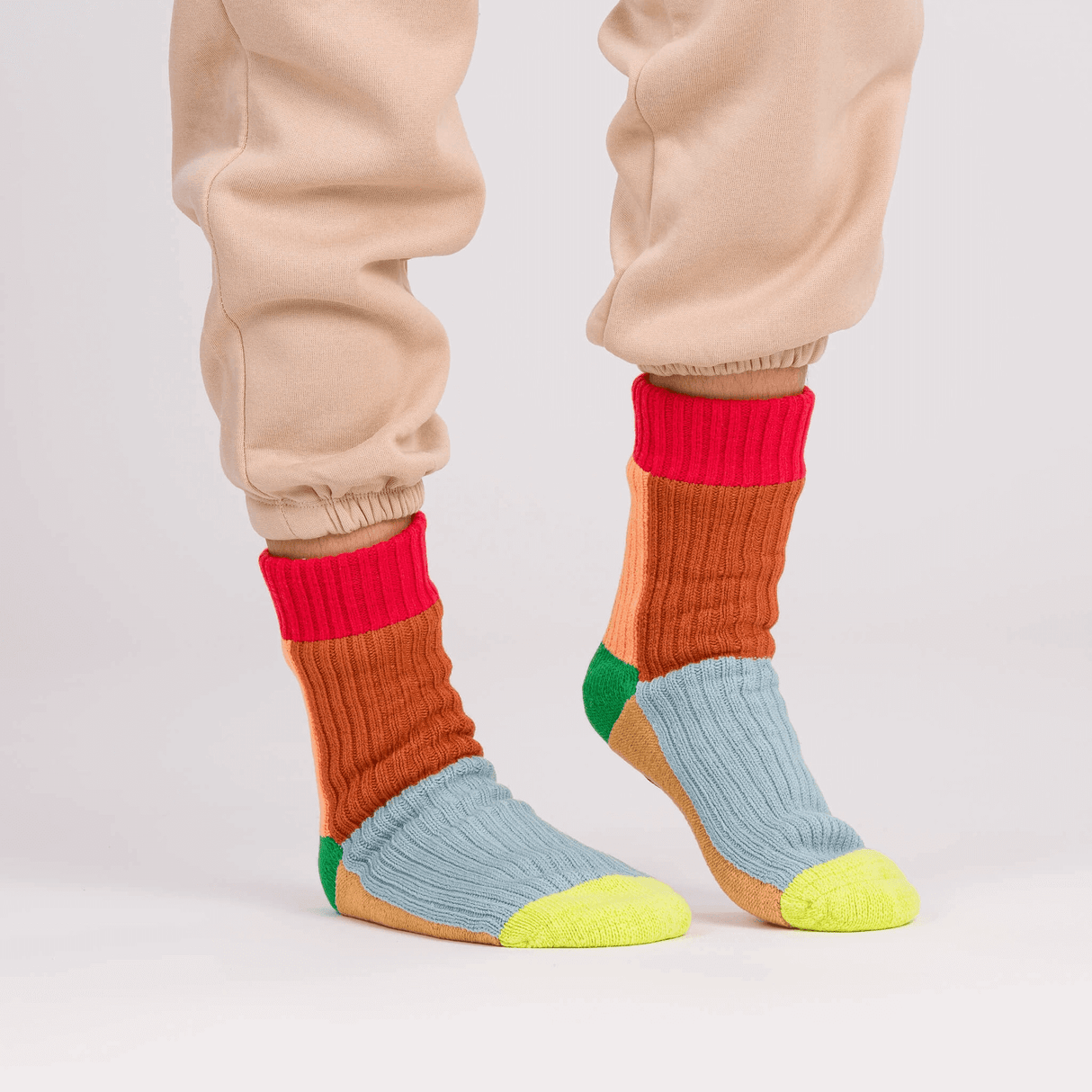 Kaleidoscope House Socks S/M in Stone Blue Rust