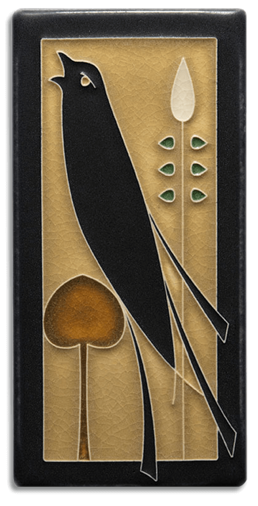 4x8 Songbird Facing Left Tile Golden from Motawi Tileworks at Pinch in Northampton, MA
