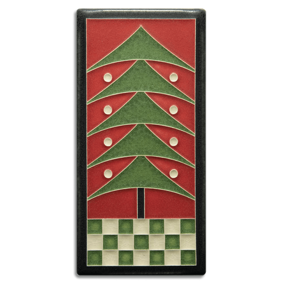 Tile 4x8 Dard Hunter Tree in Red from Motawi Tileworks at Pinch in Northampton, MA