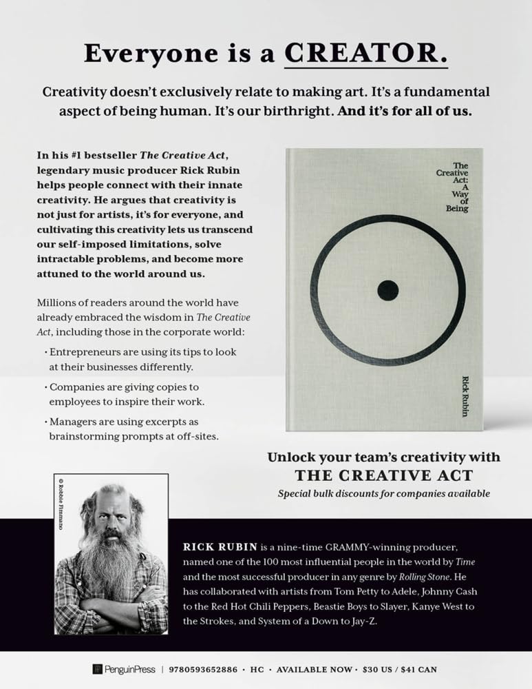 The Creative Act: A Way of Being from Penguin Random House at Pinch in Northampton, MA