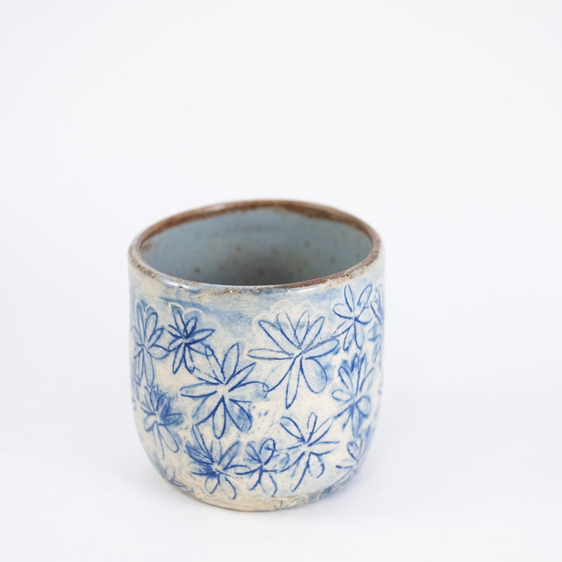 Rock Glass with Blue Flowers