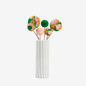 Green & Peach Pom Flower Bouquet
