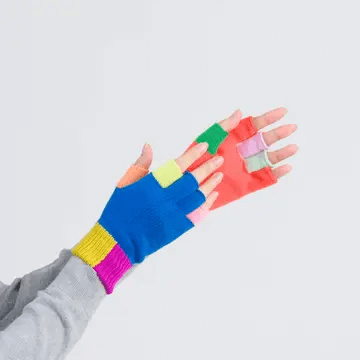 Mismatch Fingerless Gloves in Rainbow at PINCH