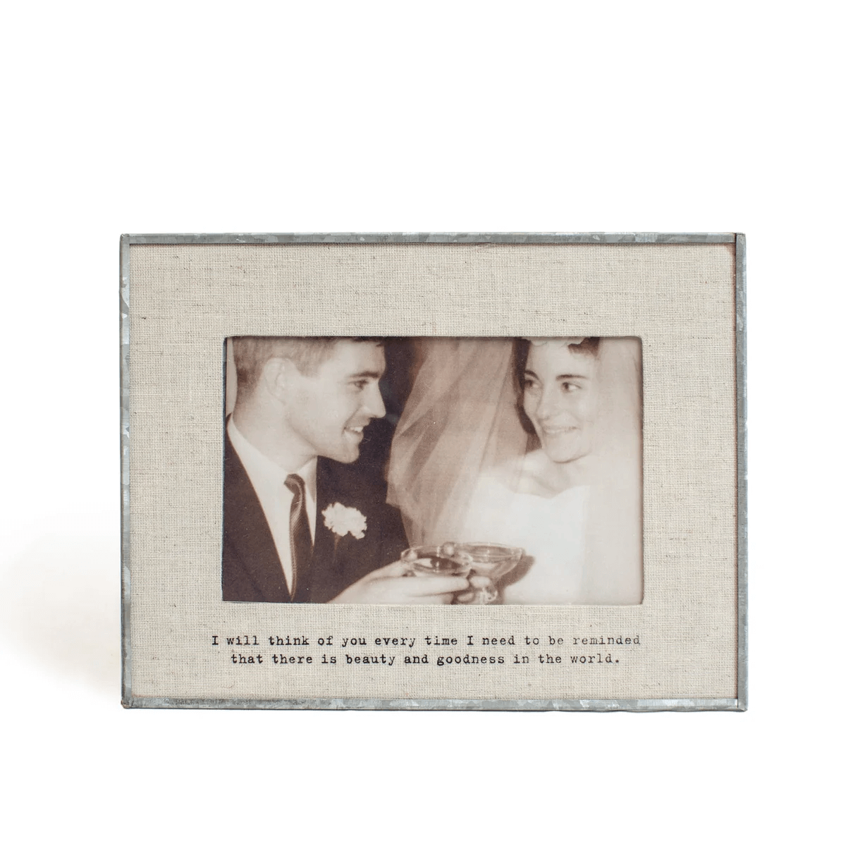 I Will Think of You 4"x6" Linen and Zinc Frame from Sugarboo Designs at Pinch in Northampton, MA