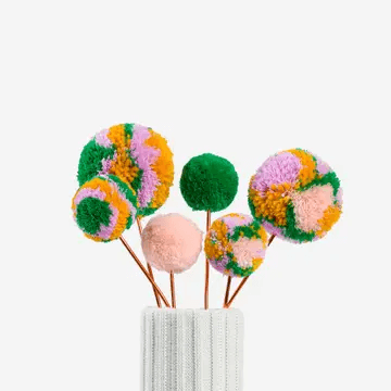 Green & Peach Pom Flower Bouquet