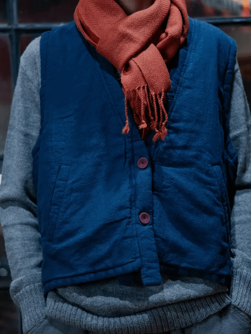 Hanten Padded Vest in Blue from Bellewaera at Pinch in Northampton, MA