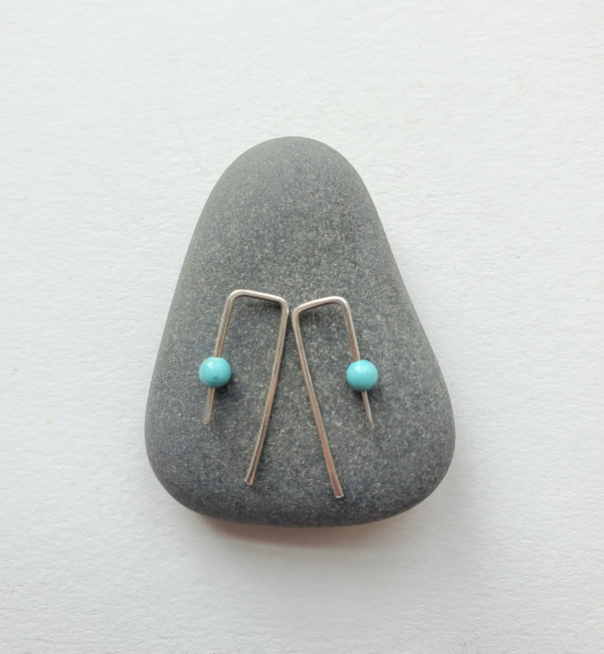 Sterling Silver Hook Earrings with Turquoise from Mary Risley at Pinch in Northampton, MA