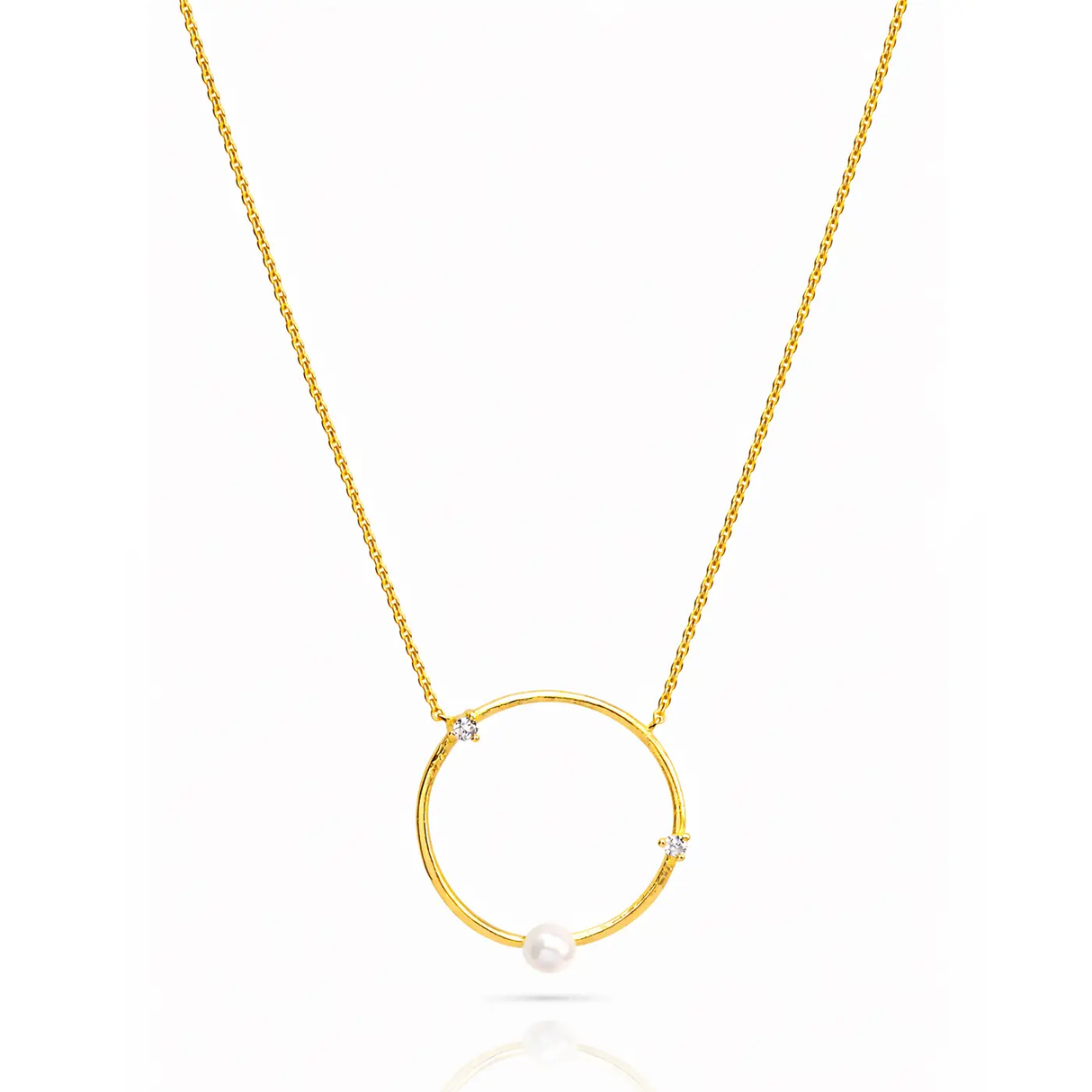 Circle Necklace - Gold Vermeil and Pearl