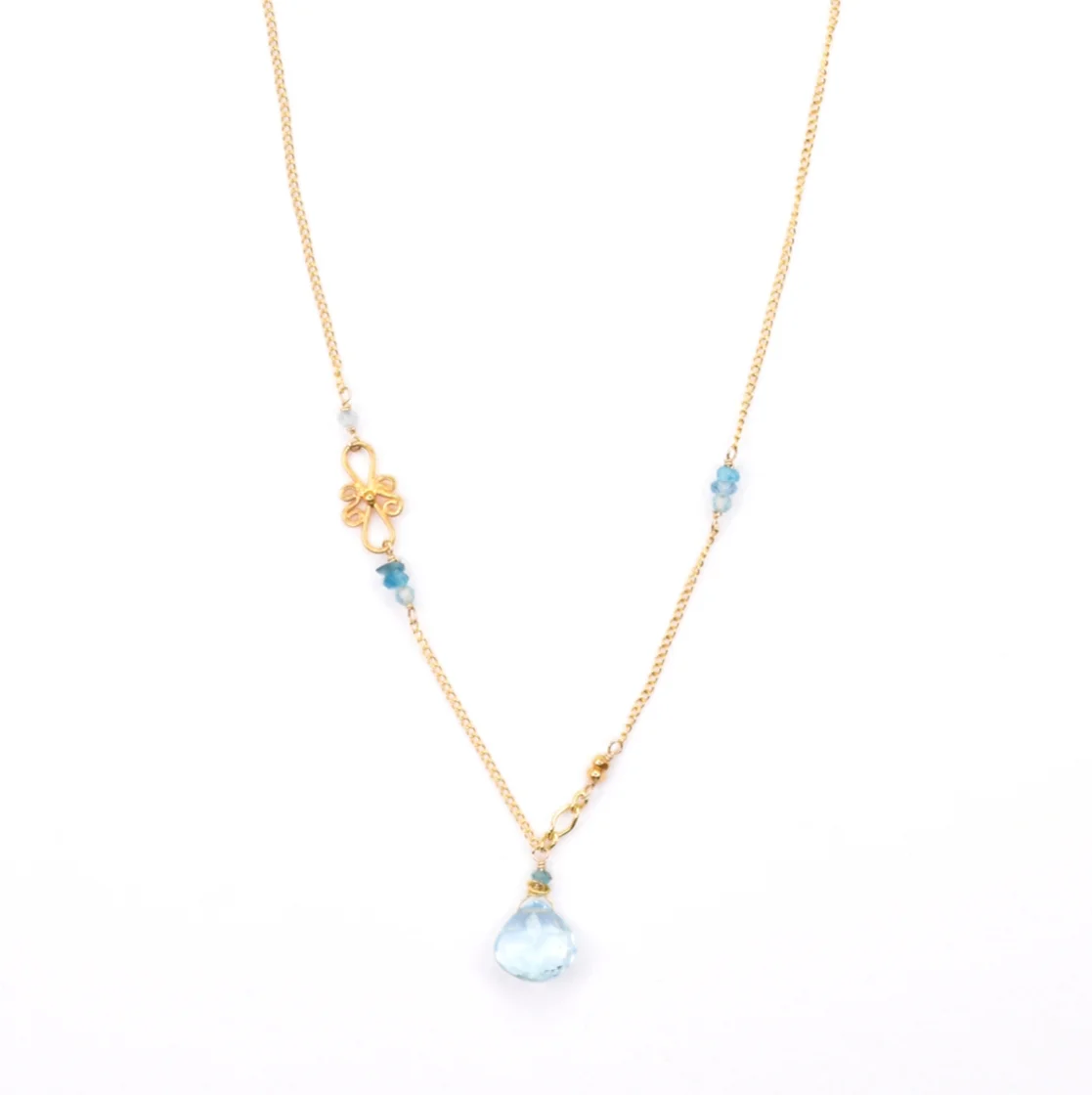 Collar de topacio azul suizo y apatita en oro vermeil de 18 quilates