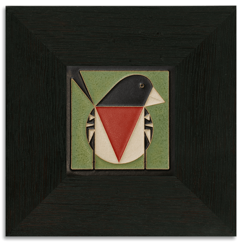 Rose-Breasted Grosbeak 4x4 Tile in Green from Motawi Tileworks at Pinch in Northampton, MA