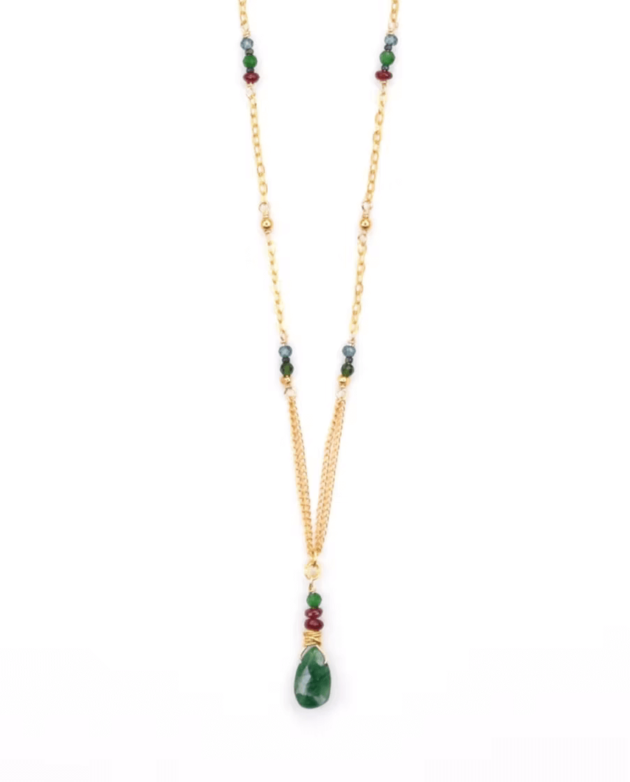 Gold Fill Necklace with Emerald, Ruby, and Tourmaline from Chipita at Pinch in Northampton, MA