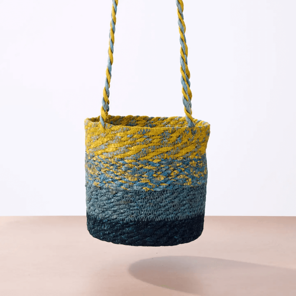 Buna Jute Plant Hanger in Blue from Ten Thousand Villages at Pinch in Northampton, MA