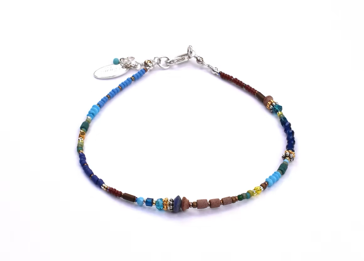 Sterling Silver, Lapis, Turquoise, Jade, Bauxite Bracelet