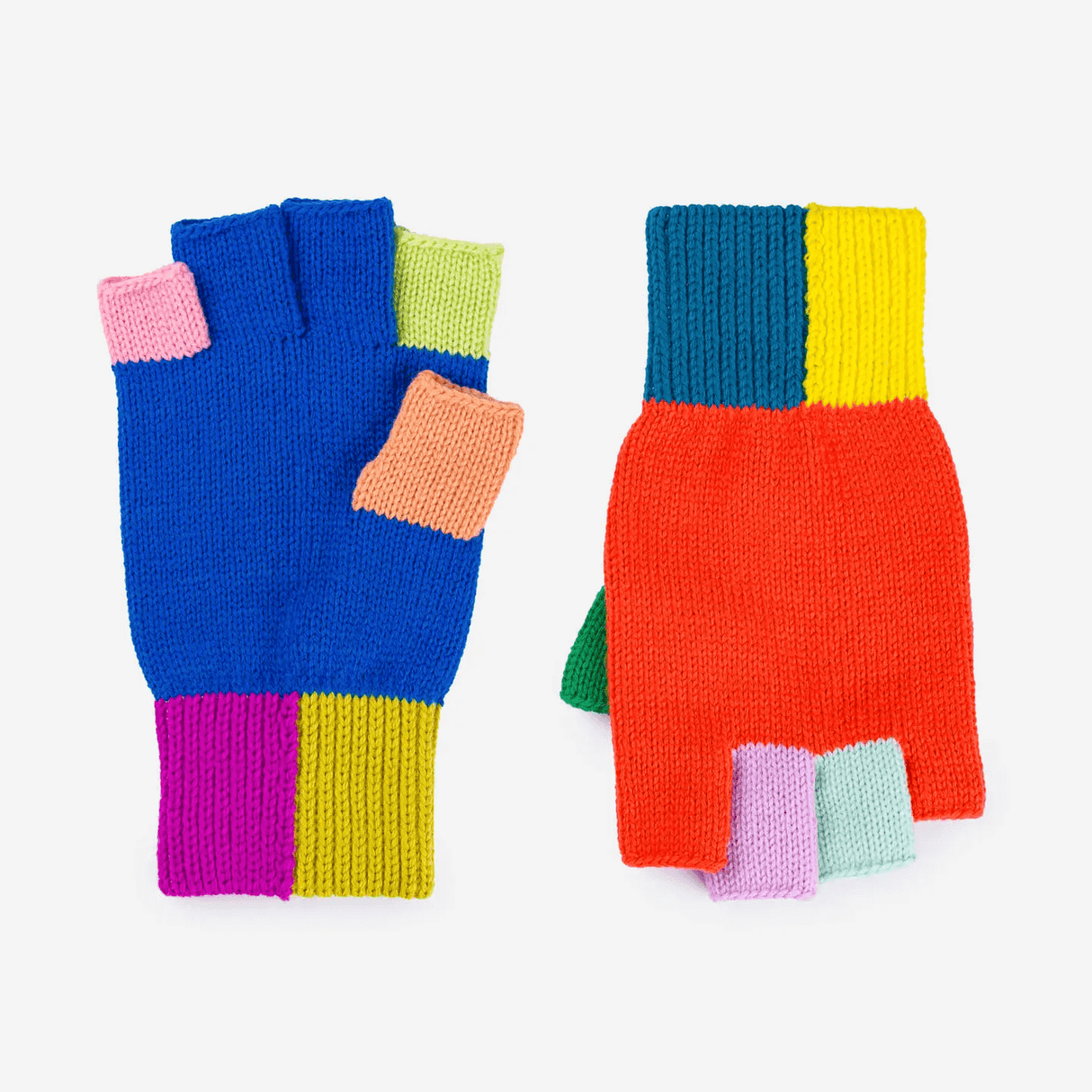 Mismatch Fingerless Gloves in Rainbow at PINCH