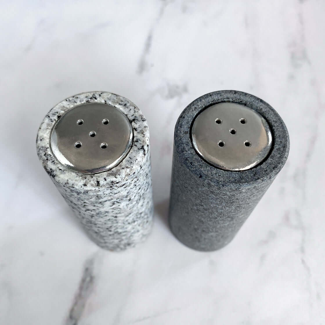 Granite Salt & Pepper Shakers from Funky Rock Designs at Pinch in Northampton, MA
