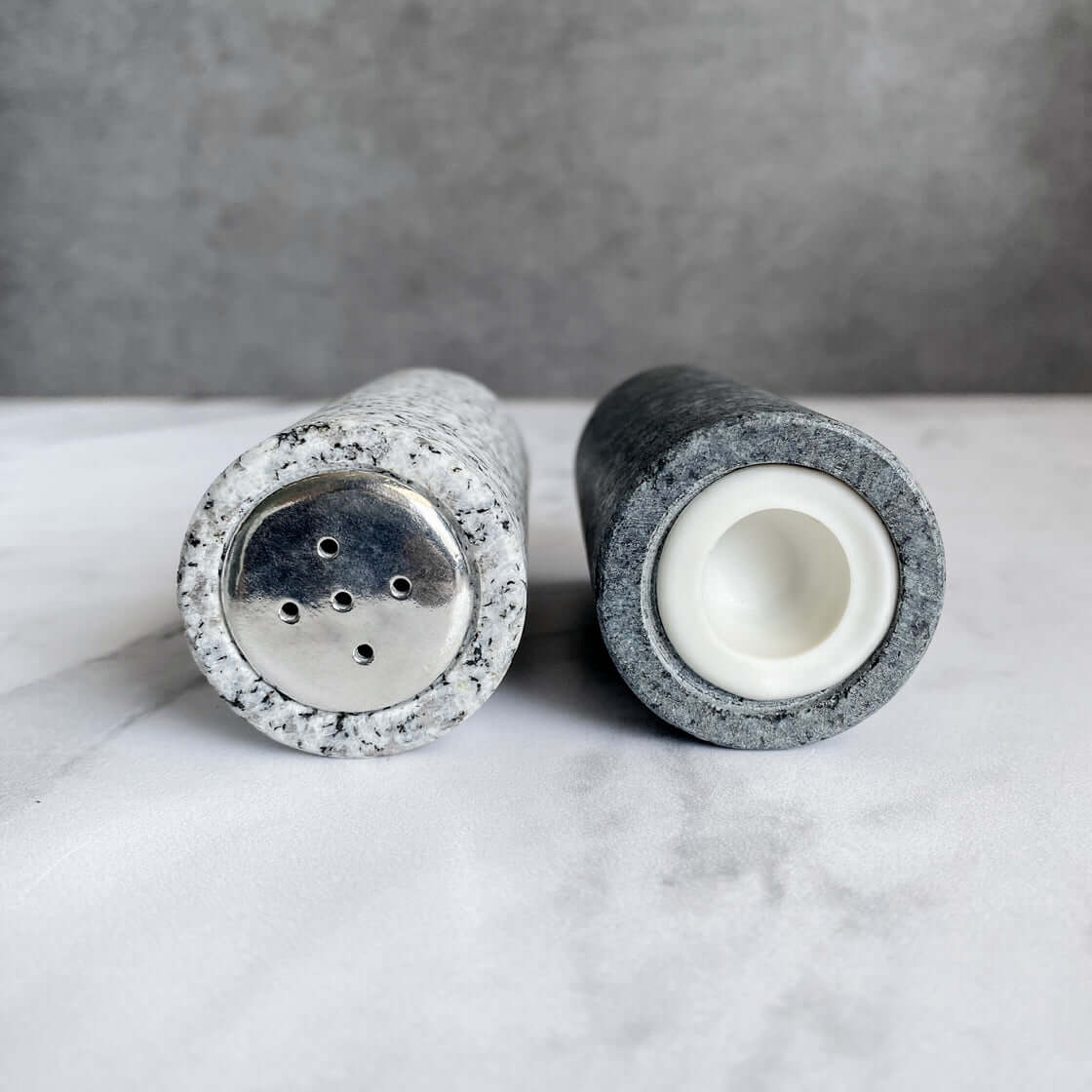 Granite Salt & Pepper Shakers from Funky Rock Designs at Pinch in Northampton, MA