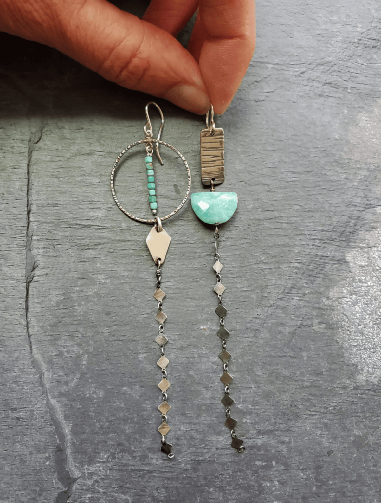 Lunar Solstic Earrings with Amazonite at PINCH