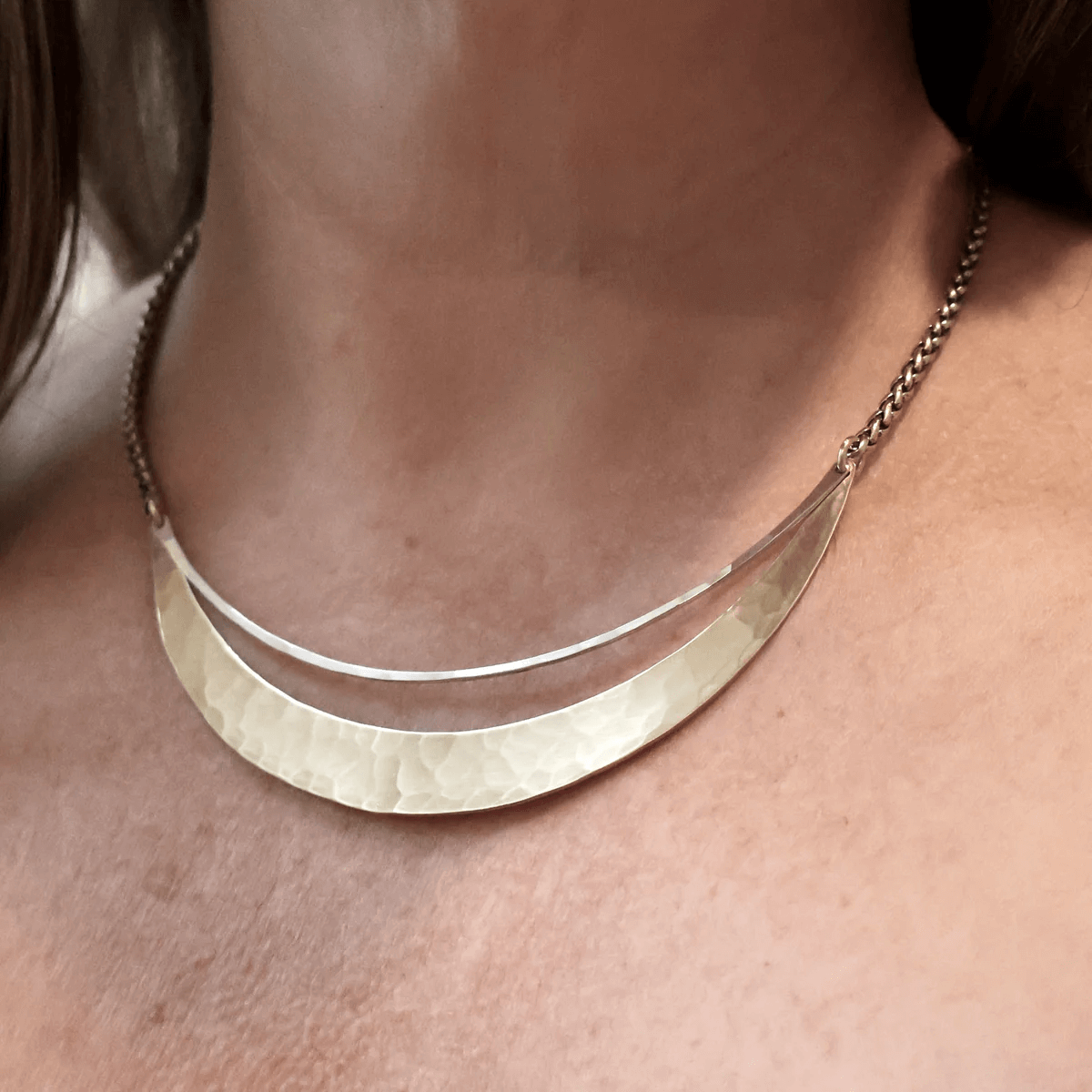 Luna Necklace in Silver & Brass at PINCH