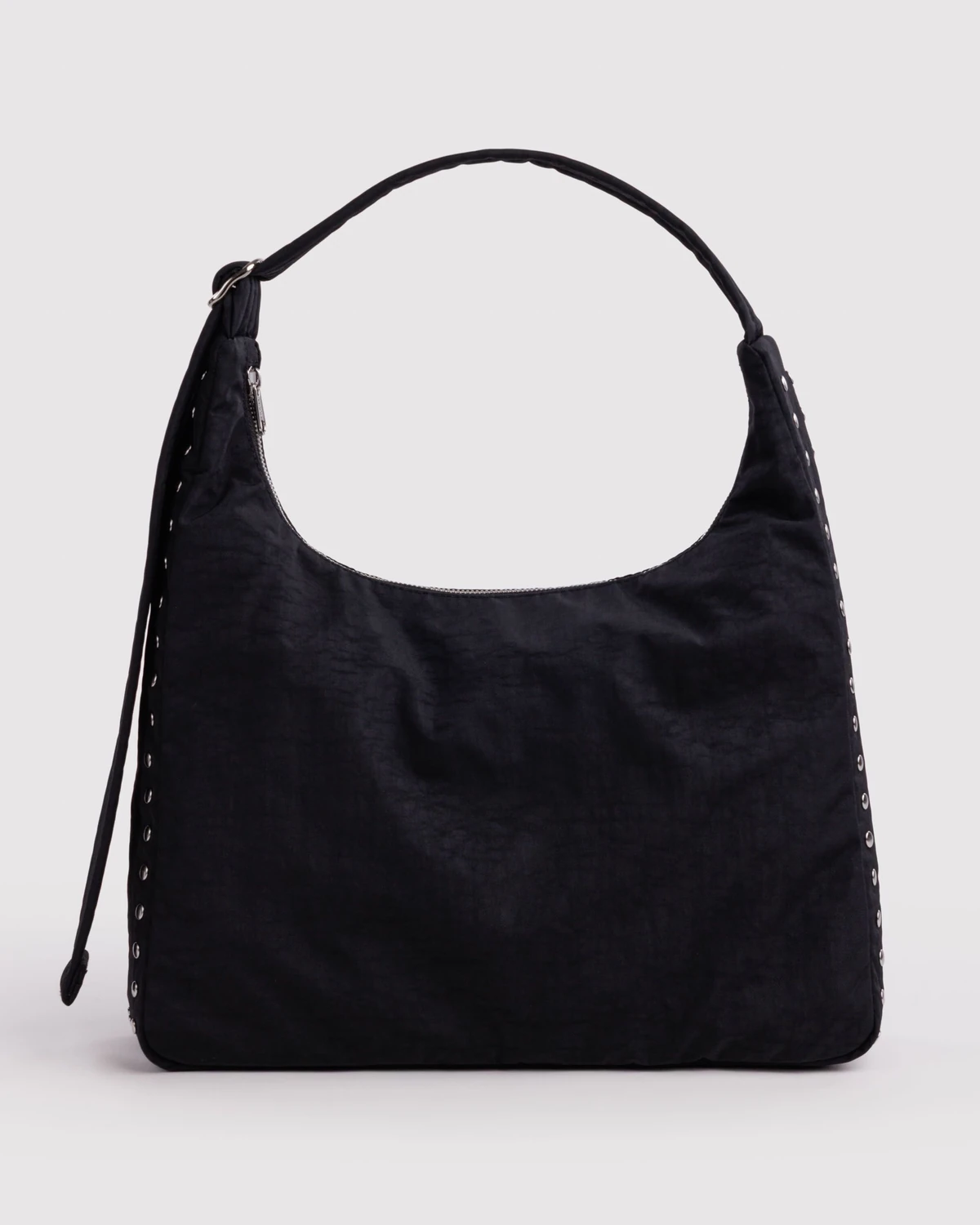 Black Nylon Shoulder Bag with Studs