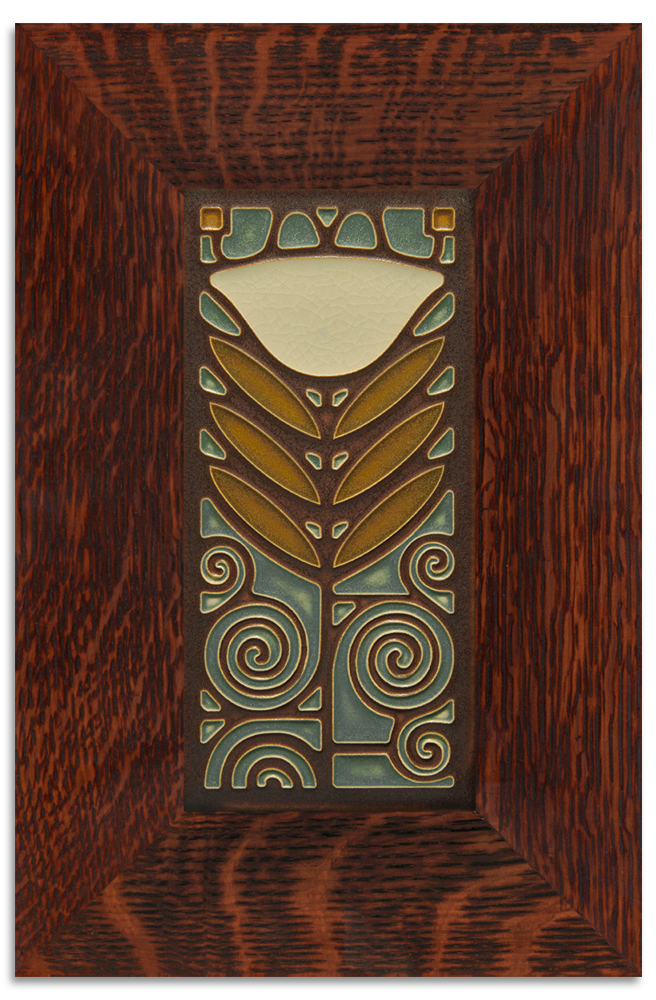 Dard Hunter Poppy Tile 4x8 in Stone from Motawi Tileworks at Pinch in Northampton, MA