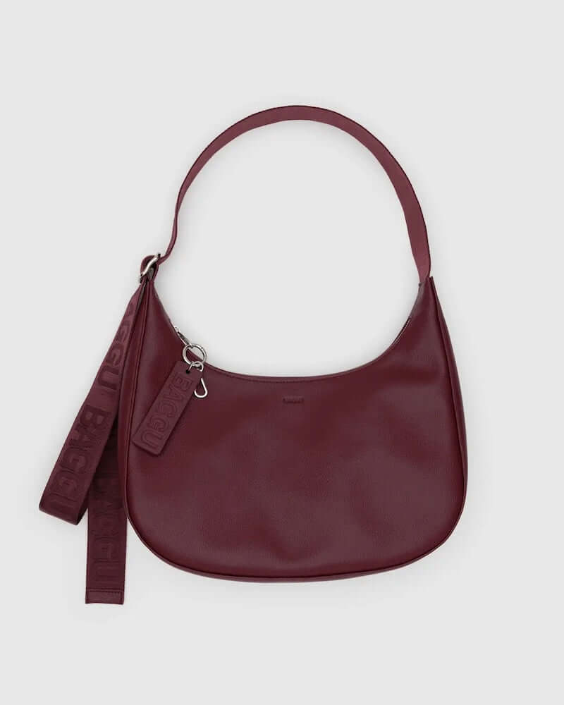 Mahogany Recycled Leather Medium Crescent Bag from Baggu at Pinch in Northampton, MA
