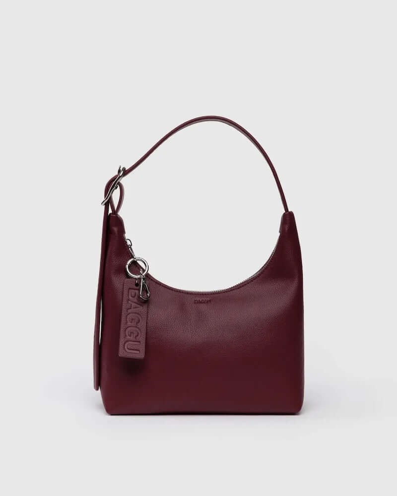 Mahogany Recycled Leather Mini Shoulder Bag from Baggu at Pinch in Northampton, MA