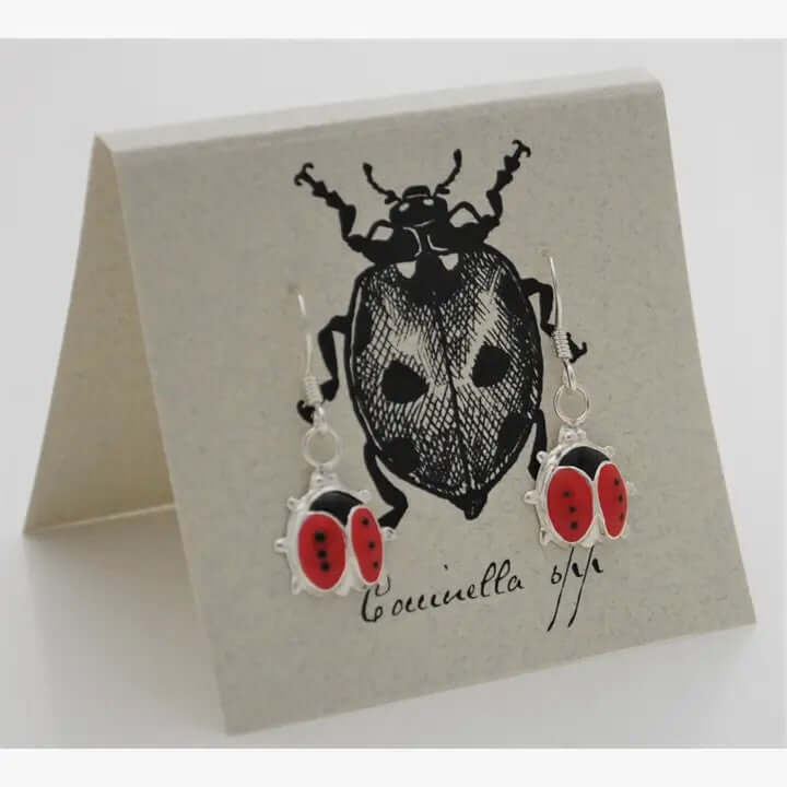 Ladybug Dangle Earrings in Sterling Silver at PINCH