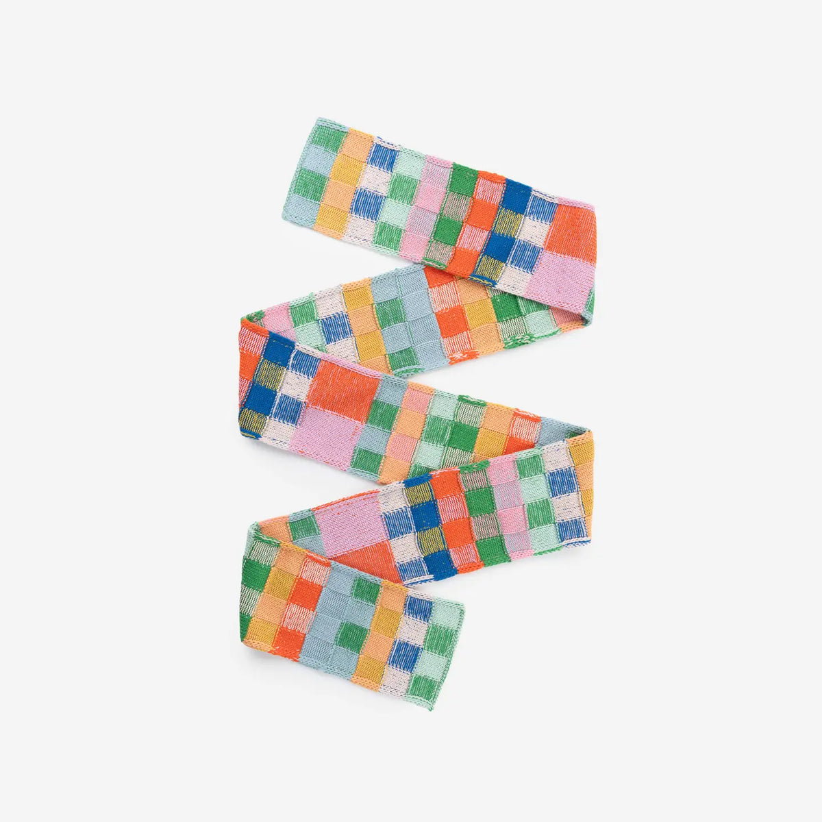 Mosaic Plaid Skinny Scarf in Candy