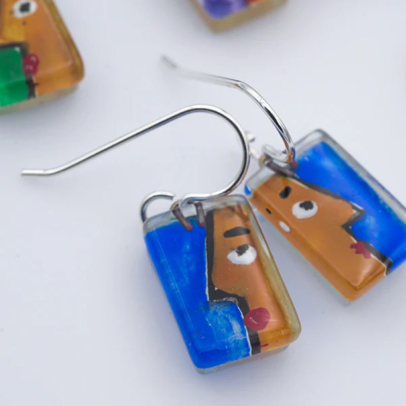 Mr. Muse Drop Earrings in Blue from Momo Glassworks at Pinch in Northampton, MA