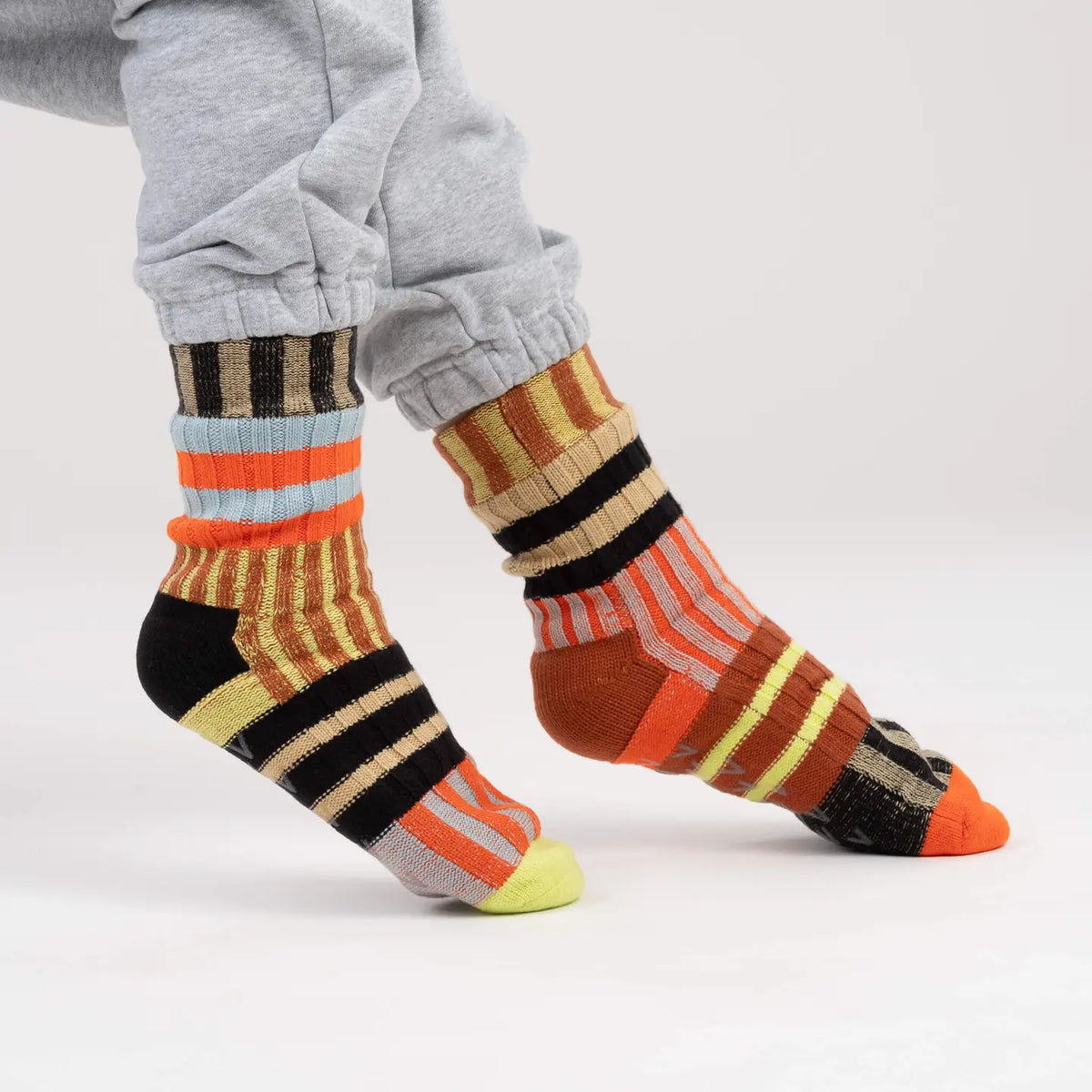 Patchwork Stripe House Socks in Sport S/M